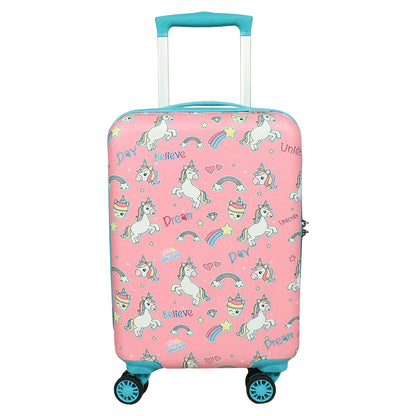 Handle and zipper details of Novex Unicorn Pink Kids trolley bag