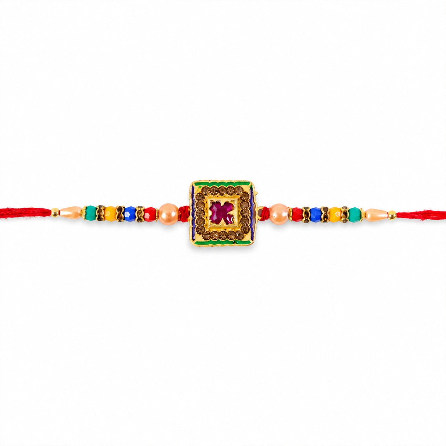 Antique Meenakari Floral Designer Rakhi for Brother, Multicolour Beads