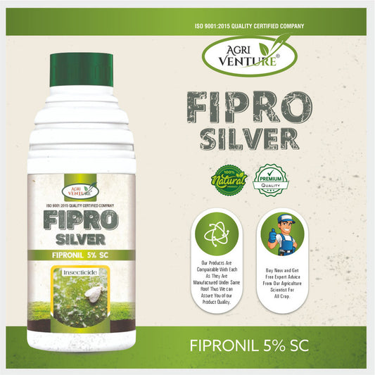 AgriVenture FIPRO SILVER ( Fipronil 5% SC ) Insecticide, Compatible with Insecticide and Fungicide(1 LTR)
