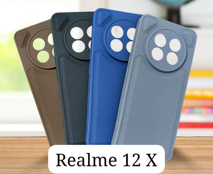 Realme के लिए स्टिच लेदर हार्ड केस