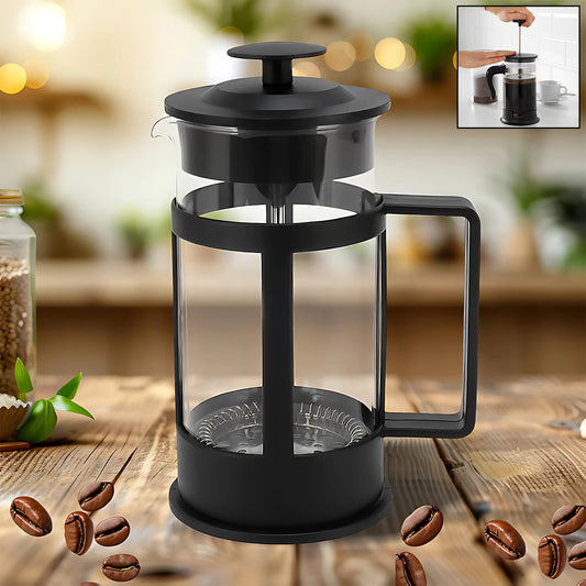 कॉफी और चाय निर्माता, कॉफी मेकर ग्लास स्टेनलेस स्टील कॉफी प्रेस ग्लास चायदानी कैम्पिंग यात्रा उपहार रसोई उपकरण के लिए (लगभग 350 मिलीलीटर)