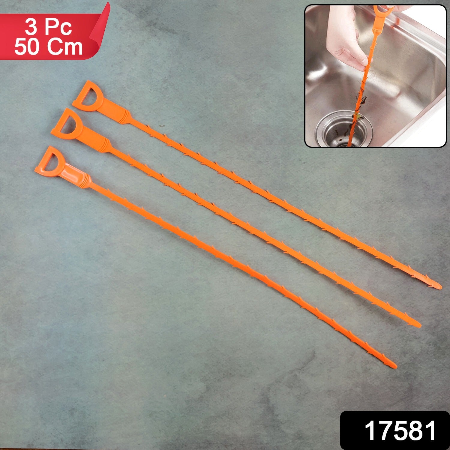 Flexible Sink & Drain Cleaning Stick – 50 cm Long (Pack of 3)