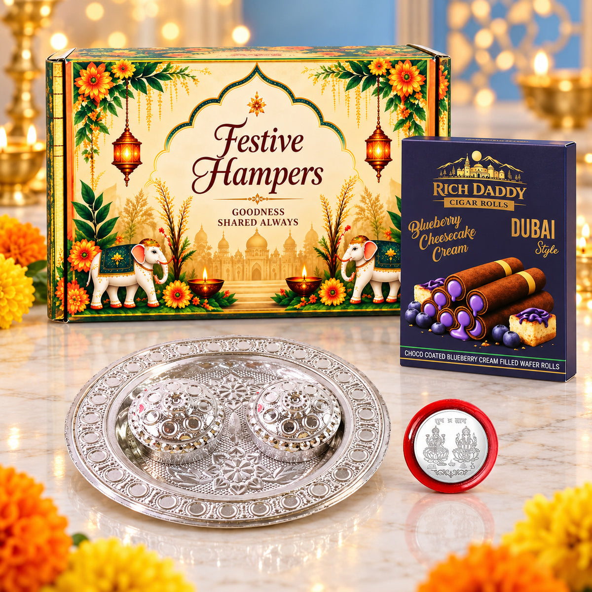 Round Kumkum Dish Wafer Gift Hamper