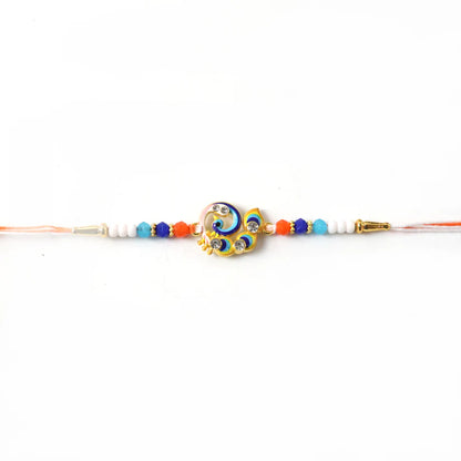Vibrant designer Rakhi with attractive centerpiece and lightweight feel
