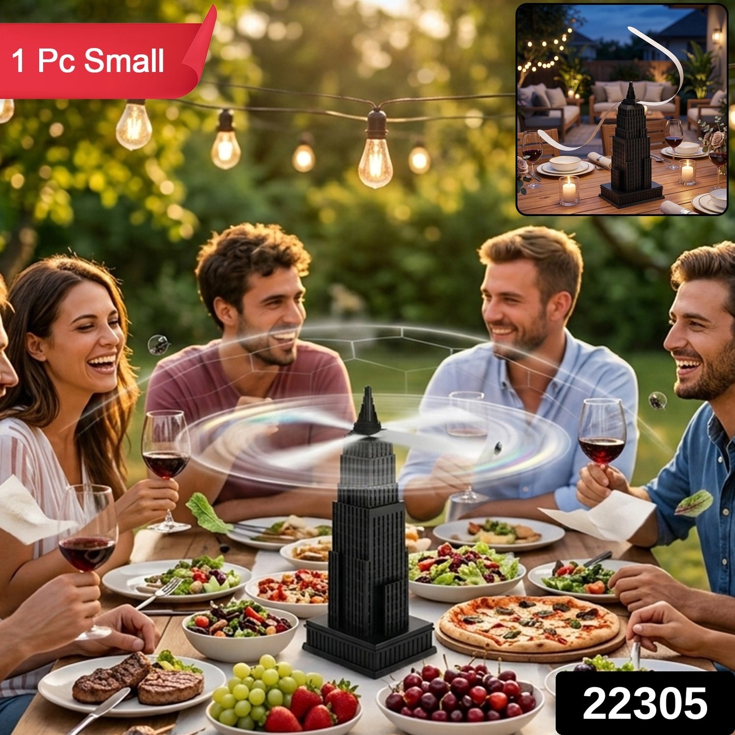 Small Tabletop Fly Repeller Fan Tower Design Food Protection (1 Pc)