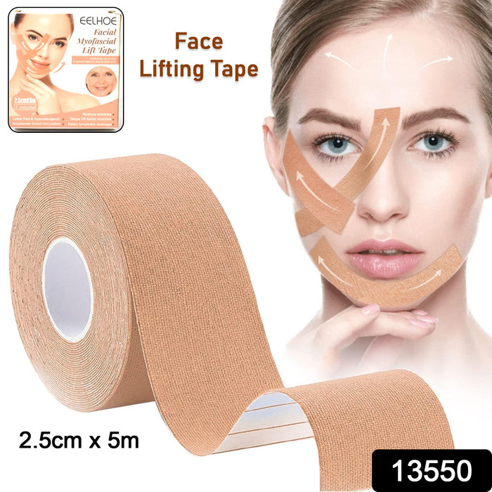 Face Lifting Tape, Myofascial Face Tightening Tape, 2.5 cm x 5 m (1 Pc)