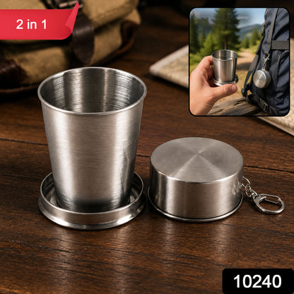 Folding Camping Cup – Stainless Steel Portable with Keychain | hydrozilla