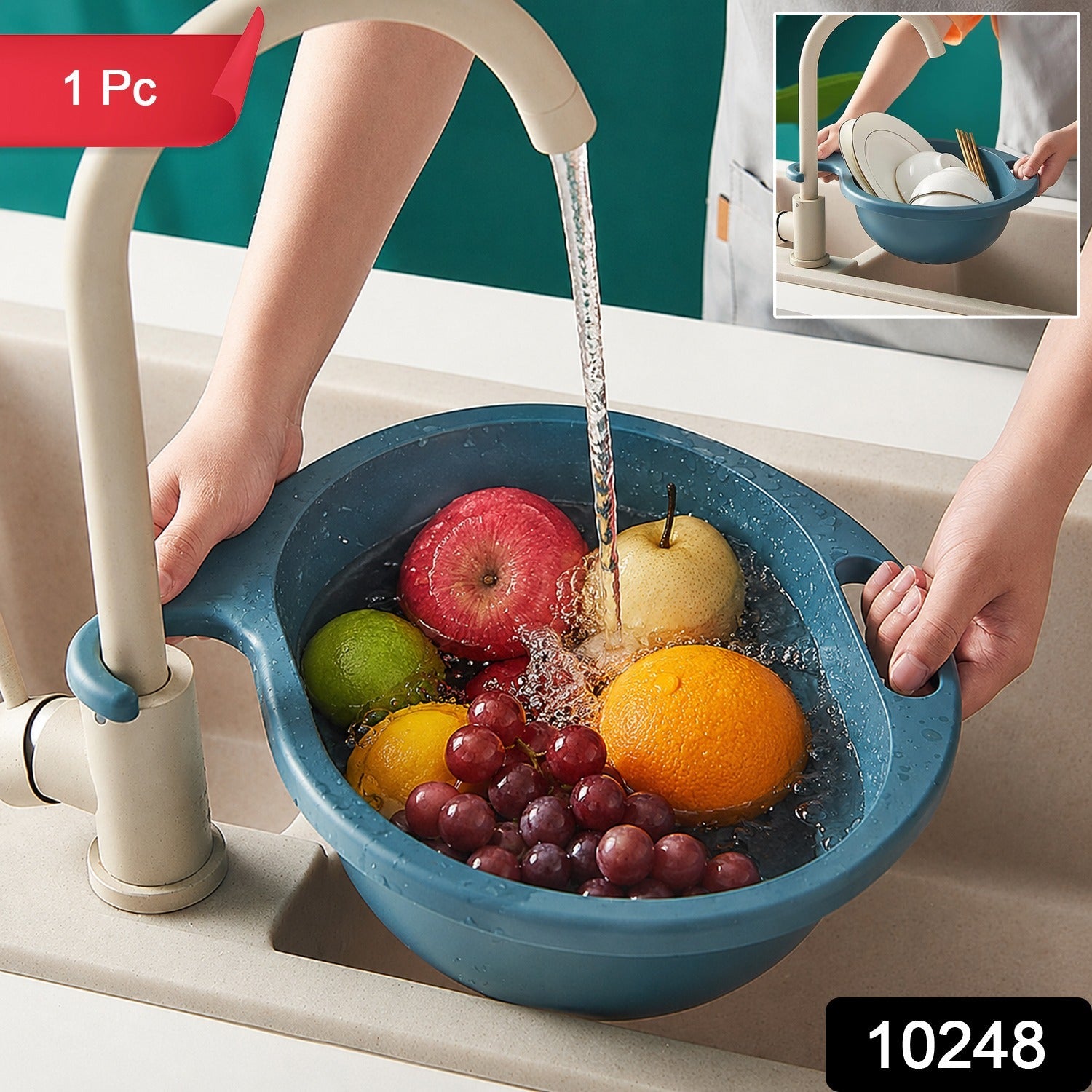 Kitchen Sink Drain Basket Strainer Colander for Fruits & Vegetable Washing (1 Pc)