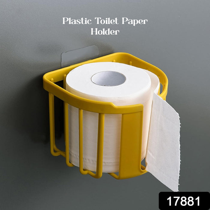 Toilet Paper Holder Bathroom, Tissue Roll Wall Mounted Plastic Bathroom Toilet Paper Roll Holder, Tissue Holder with Storage and Dispenser for Bathroom, Kitchen, Washroom | 14 x 13.5 x 11 Cm