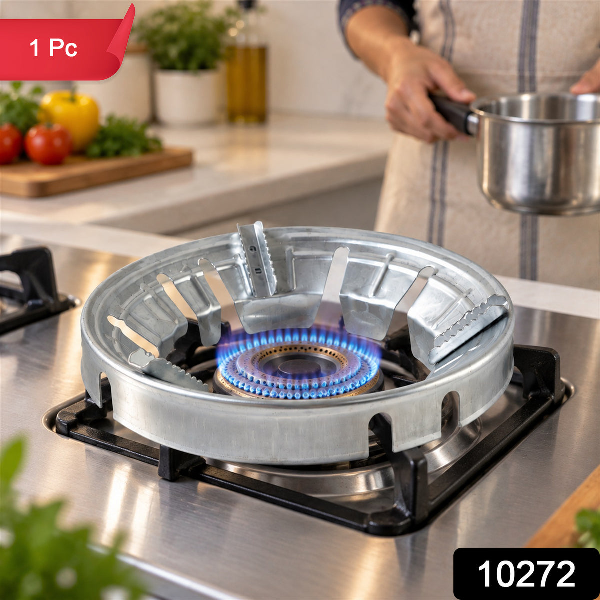 Gas Stove Burner Stand, Windproof Energy Saving Ring with Pan Support (1 Pc)