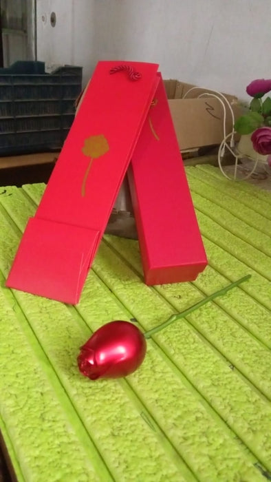 प्लास्टिक लाल गुलाब युगल रिंग बॉक्स-फैंसी रिंग बॉक्स (कोई रिंग शामिल नहीं / 1 पीसी)