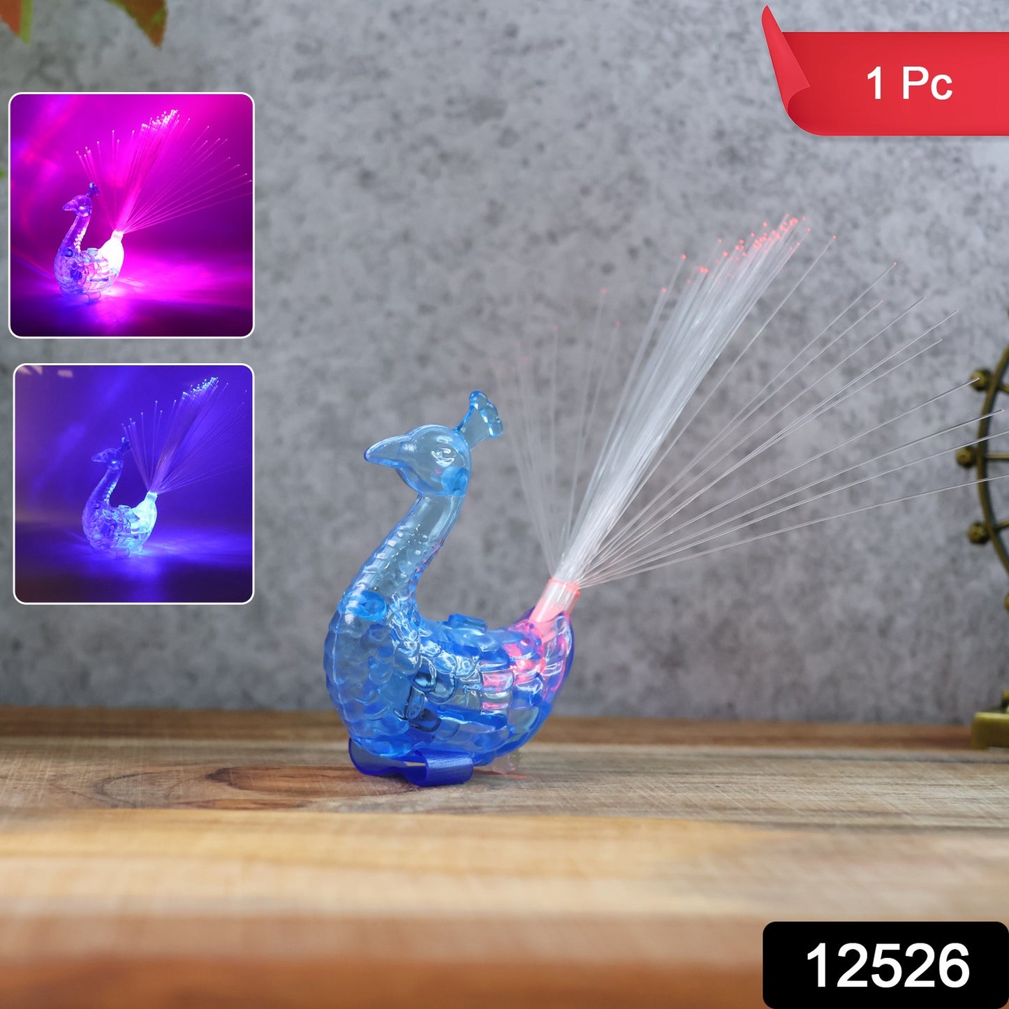 LED Fiber-Optic Peacock Decorative Night Light (1 Pc)
