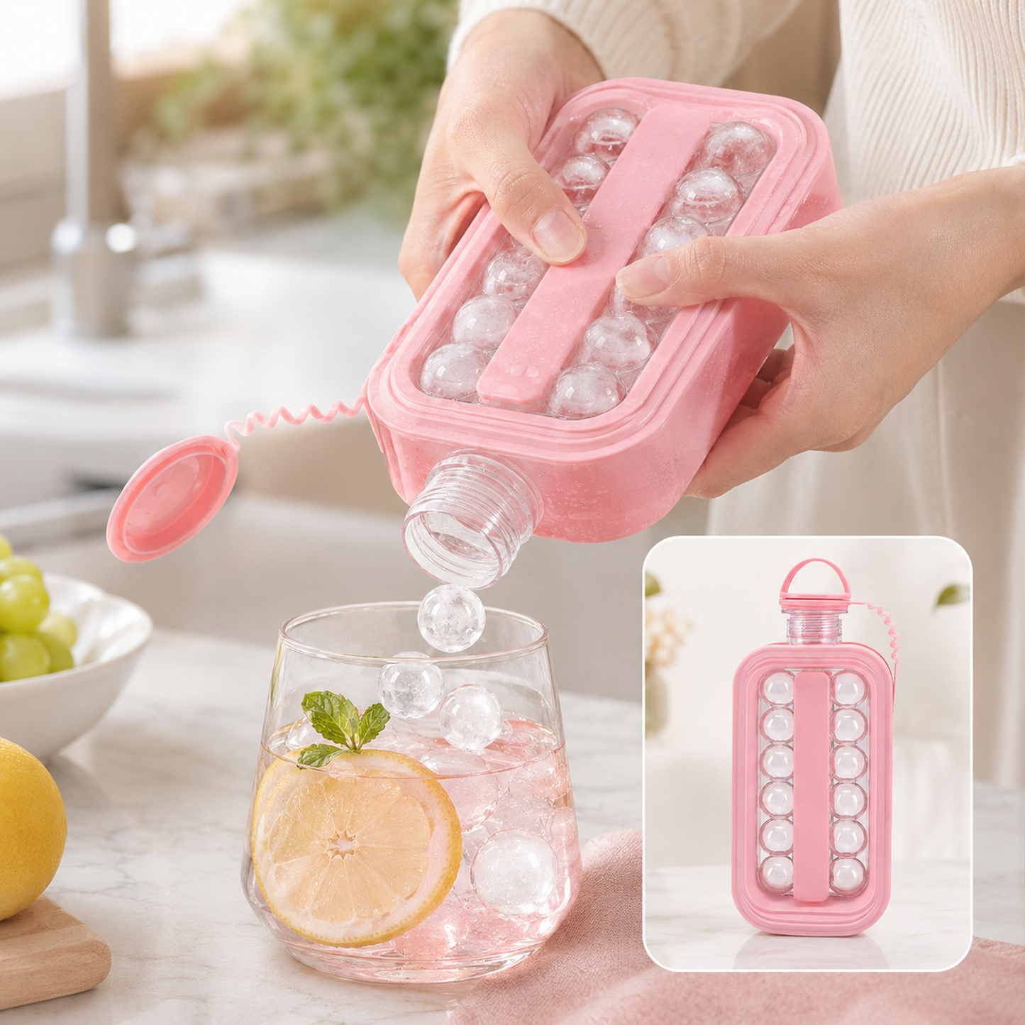 Ice Ball Maker – 2-in-1 Portable Tray with 17 Spheres
