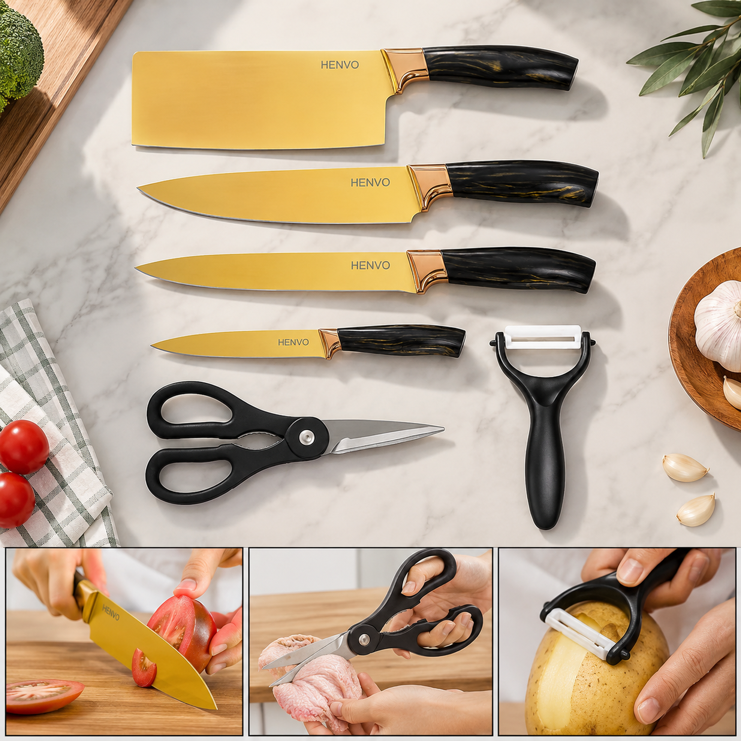 Professional Kitchen Knife Set – 6-Piece Stainless Steel Blades