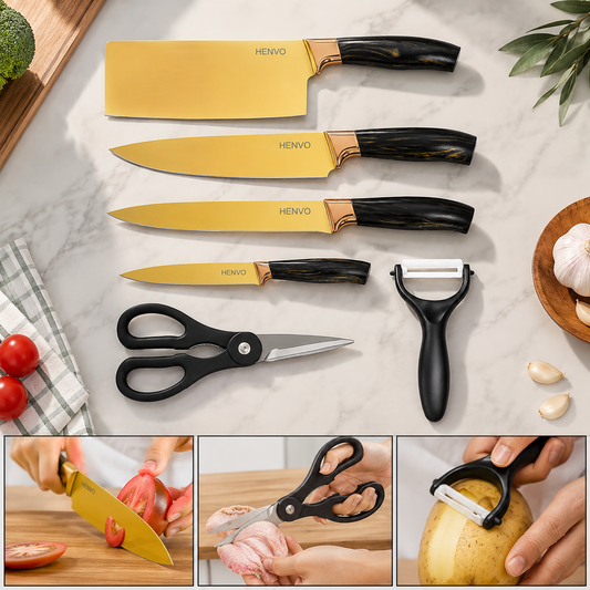 Professional Kitchen Knife Set – 6-Piece Stainless Steel Blades