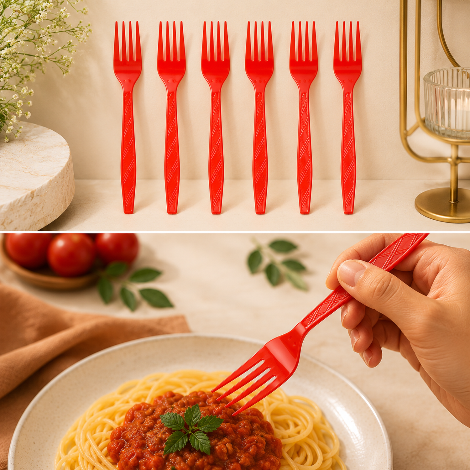 Red Disposable Plastic Forks – Durable & Reusable 8 Pack