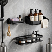 Wall Mounted Plastic Bathroom Storage Racks and Soap Holder Set (3 In 1)