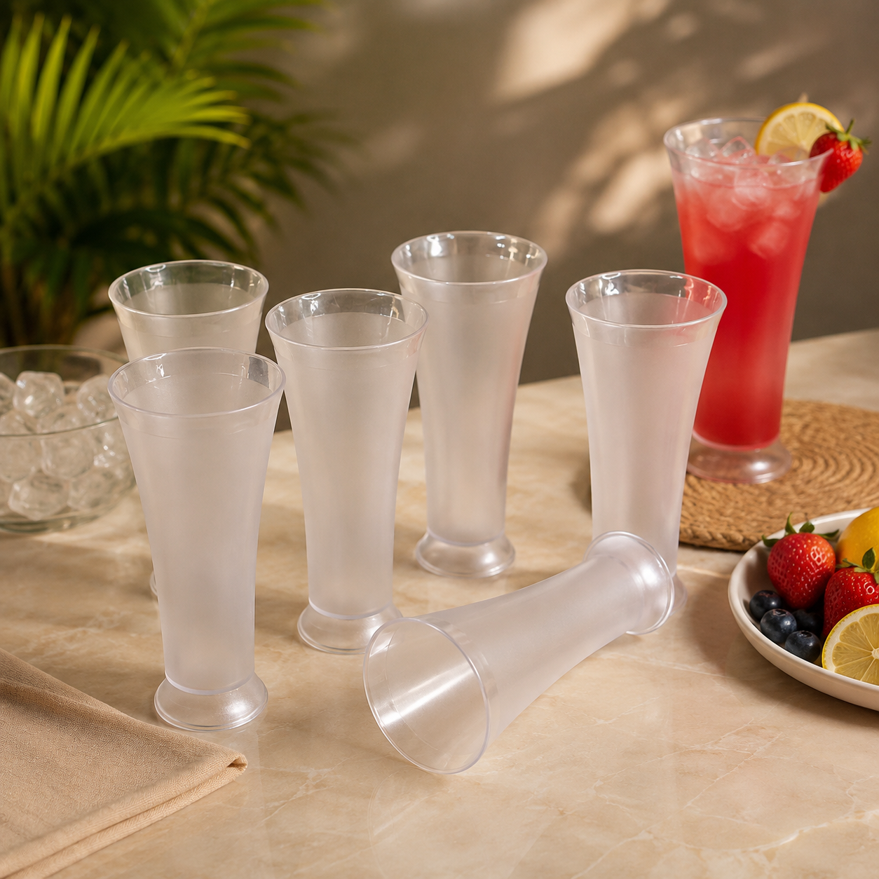 Matt Finish Plastic Glass Set – Durable 300ML 6-Piece Set