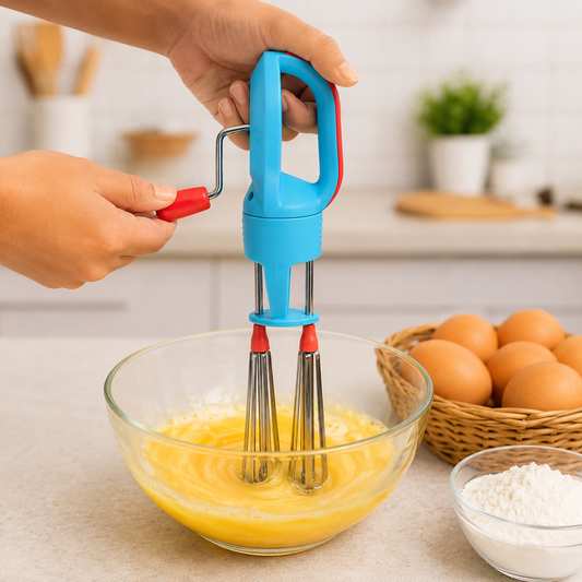Manual Hand Beater – High-Speed Dual Stainless Steel Whisks