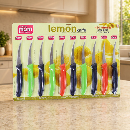 Lemon Knife Set – 10 Pc Stainless Steel Kitchen Cutting Knives