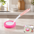 Kitchen Dish Scrubber Brush – Long Handle with Soft Sponge