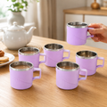 Tea Coffee Cup Set of 6 – Durable Metal Inner, Heat-Safe Sleeve