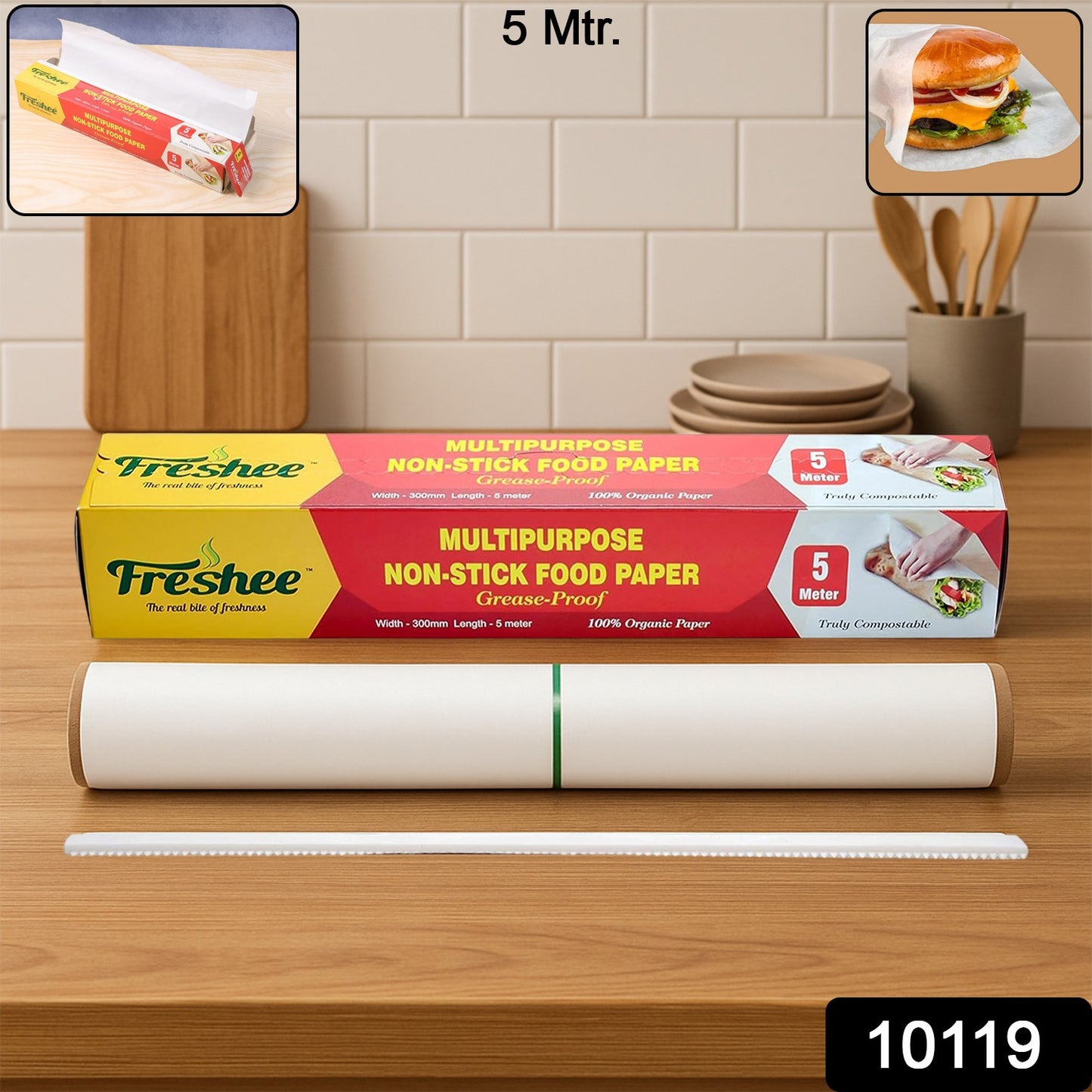 Freshee Multipurpose Grease-Proof & Non-Stick Food Paper Roll — 300 mm × 5 meter