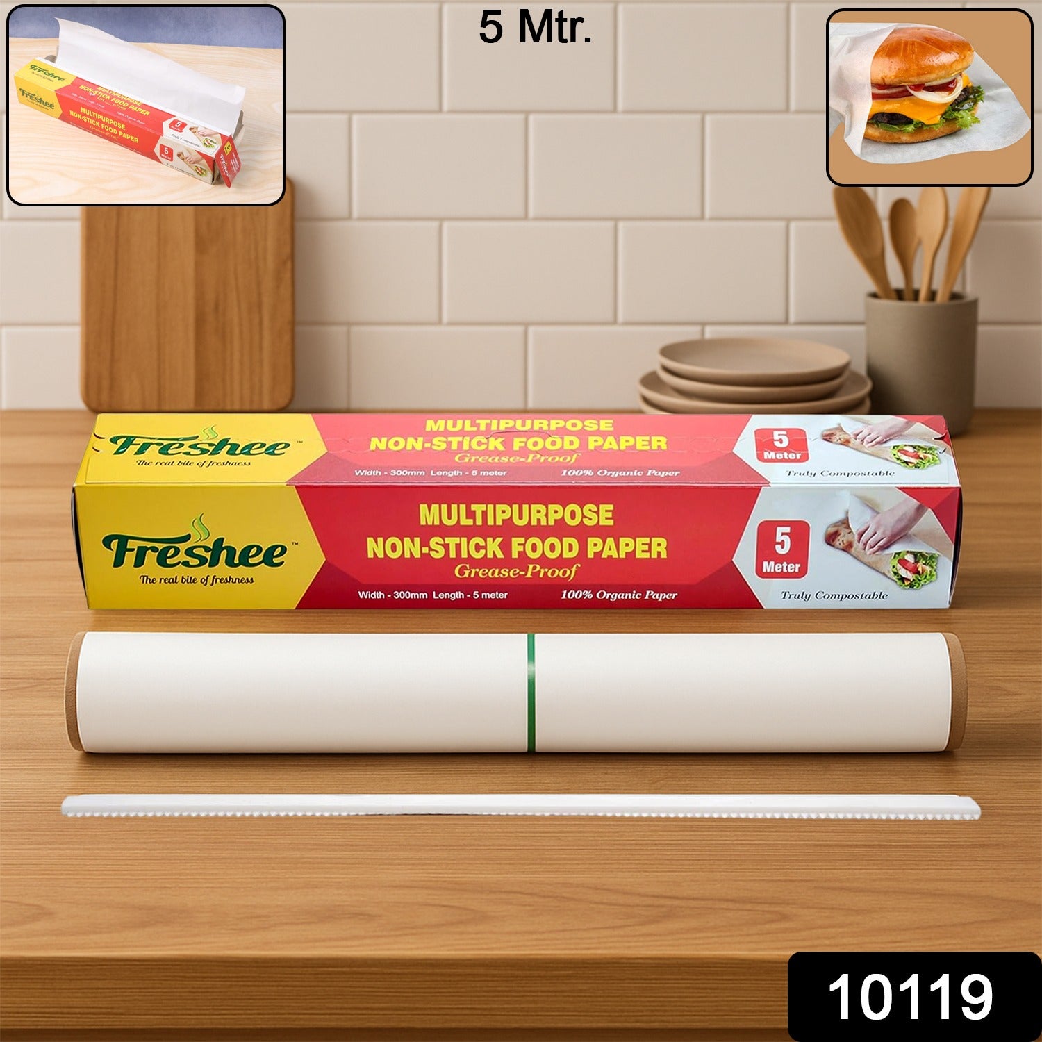 Freshee Multipurpose Grease-Proof & Non-Stick Food Paper Roll — 300 mm × 5 meter