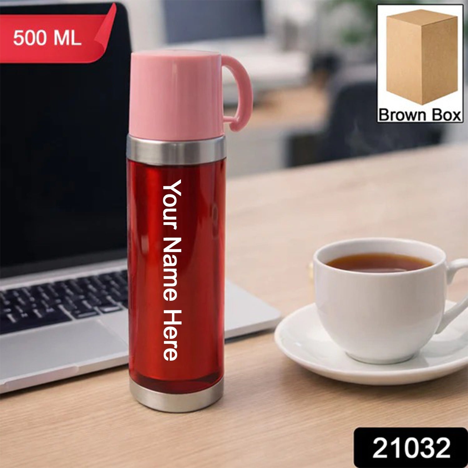 Customize Insulated Travel Mug Bottle with Handle Lid (500 ML)