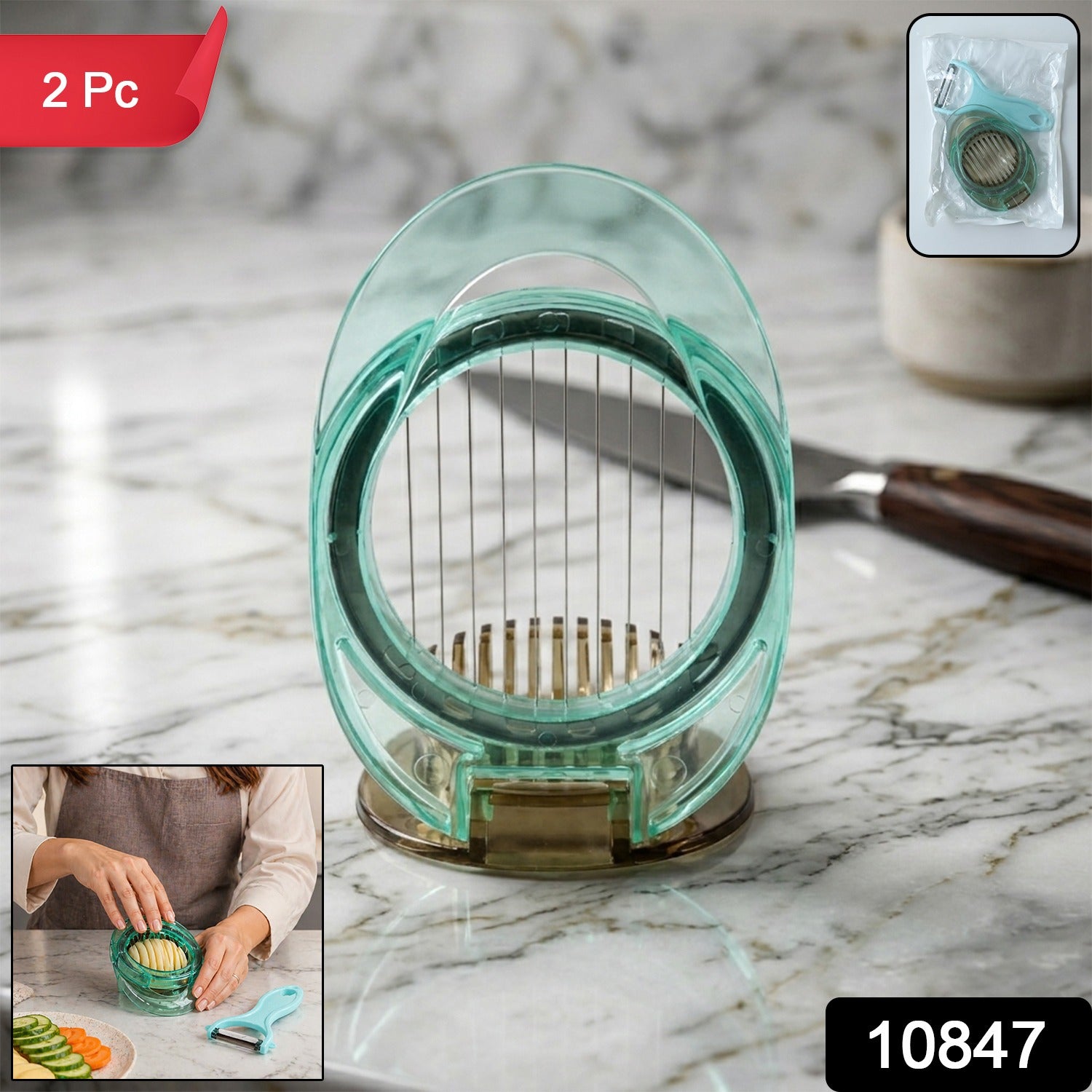 Person using the manual vegetable slicer to cut carrots
