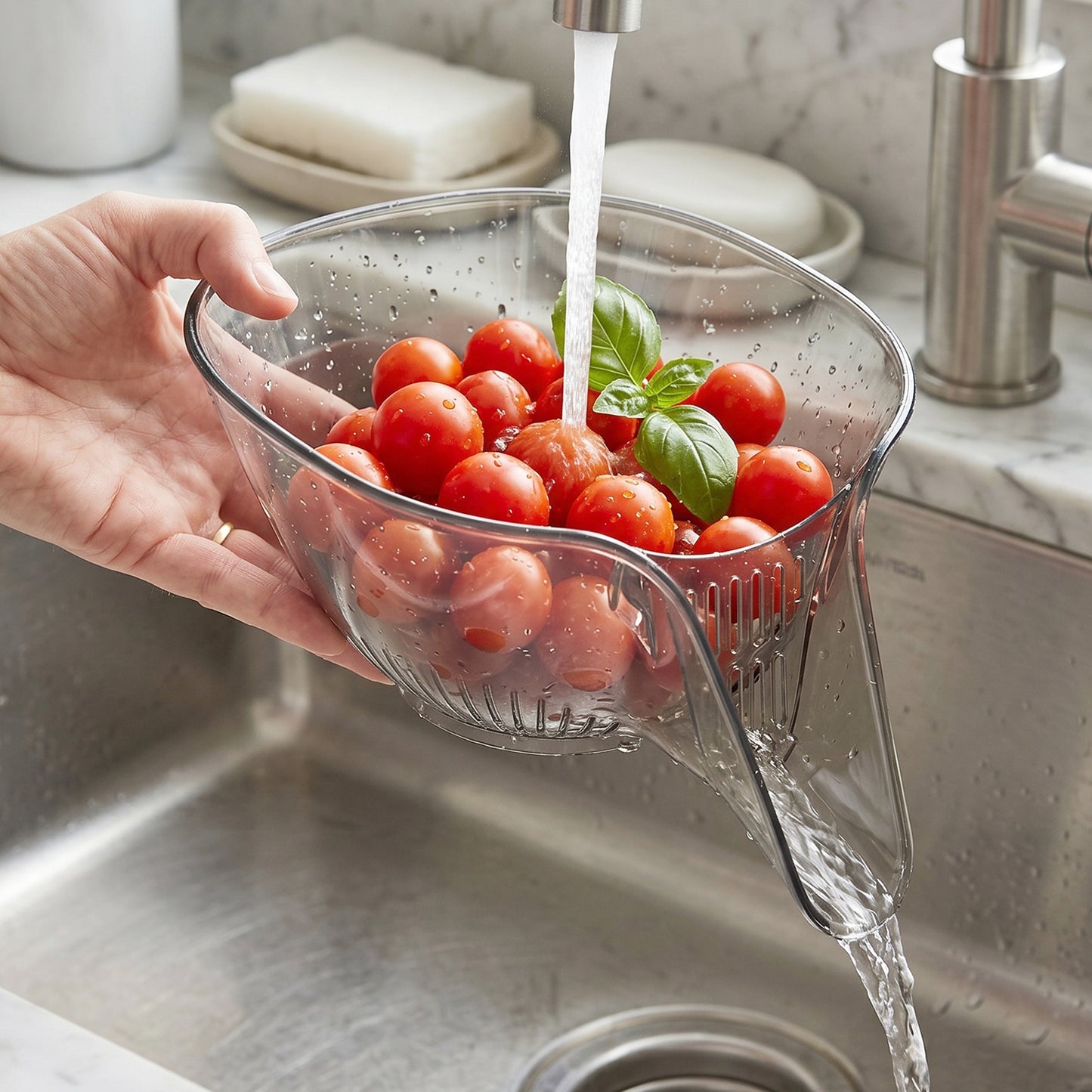 Front view of kitchen sink strainer basket