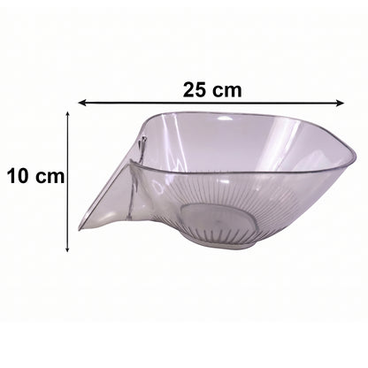 Strainer basket shown draining water efficiently