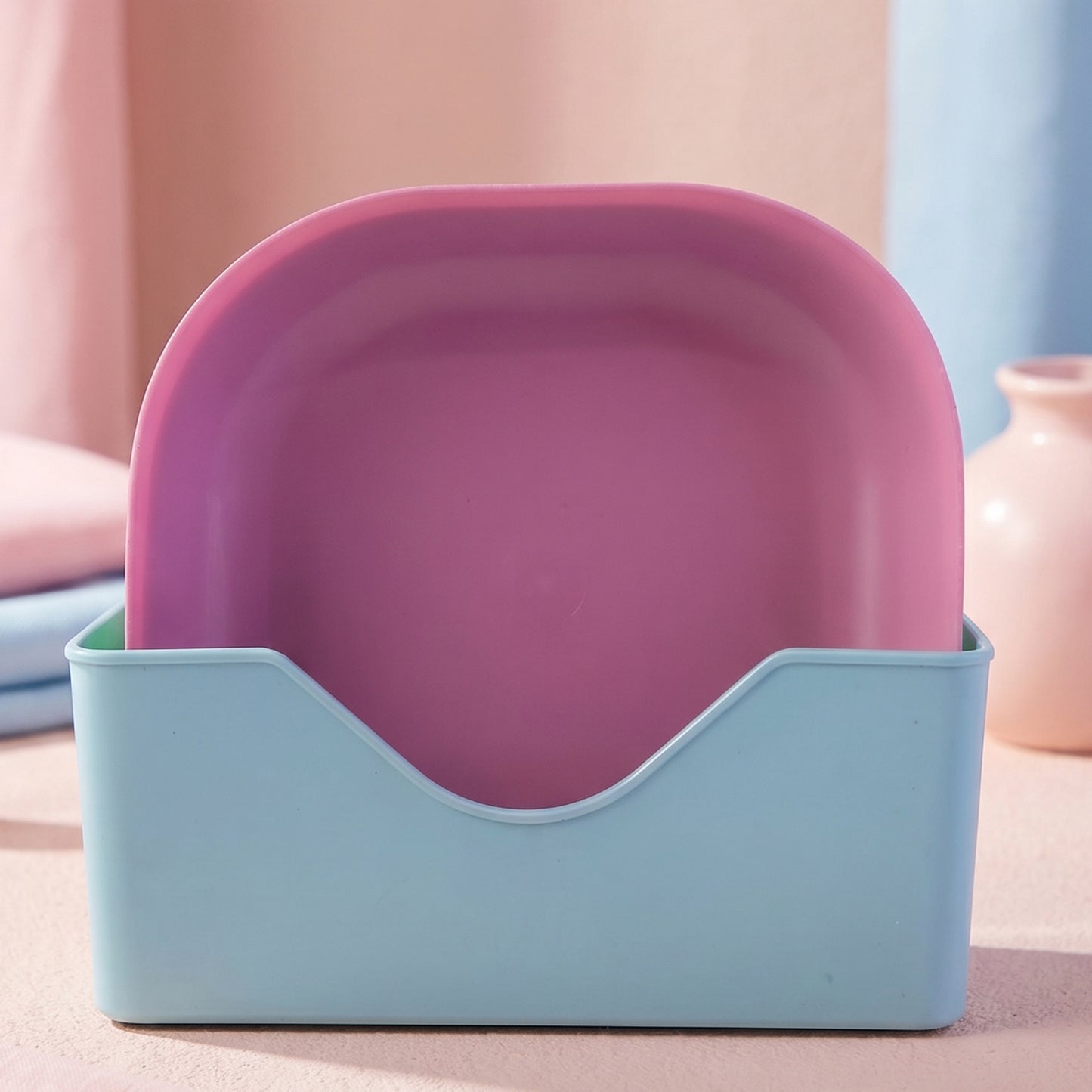 Colorful plastic multi-section snack serving plates