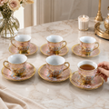 Floral Porcelain Tea Cup and Saucer Set – Elegant Gold Detailing