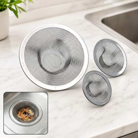 Stainless Steel Sink Drain Strainer Set – Prevents Clogs & Odors