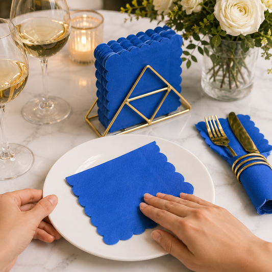 Royal Scalloped Paper Napkins – Soft 120 Pc Disposable Set