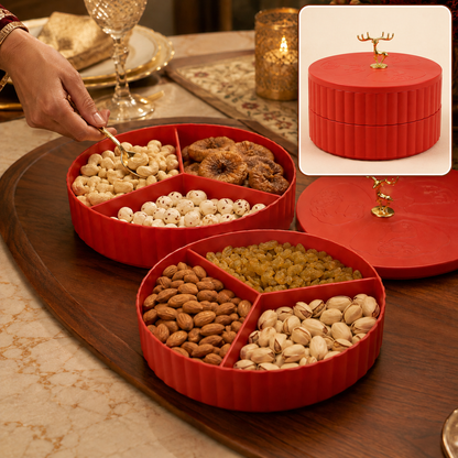Dry Fruit Serving Tray – 2 Layer Multipurpose Snack Organizer
