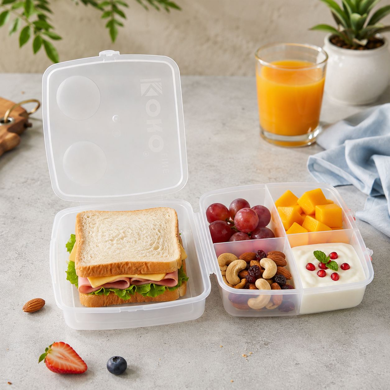 Airtight Multi-Compartment Lunch Box – 1400 ML Capacity