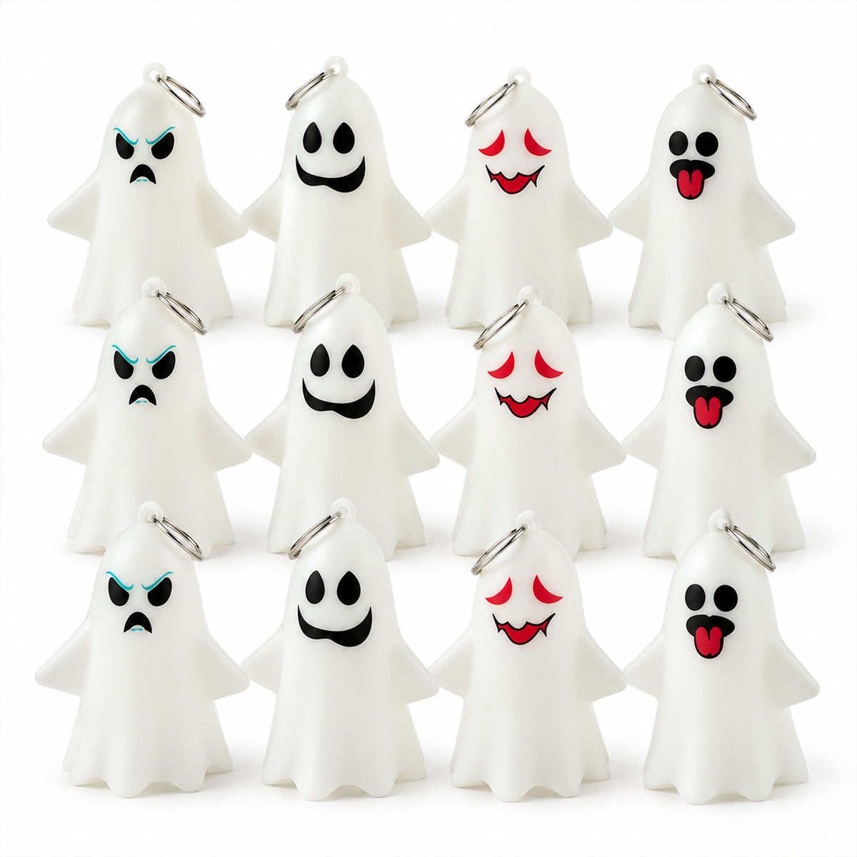 Cute Ghost LED Night Lamps for Halloween Table and Hanging Decor (12 Pc Set)
