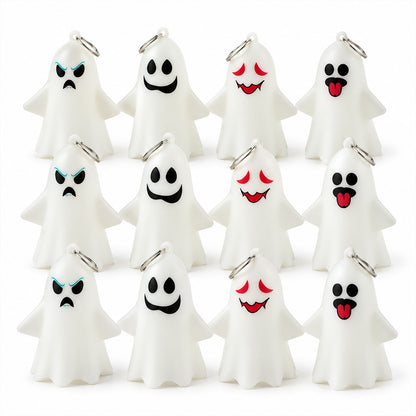 Cute Ghost LED Night Lamps for Halloween Table and Hanging Decor (12 Pc Set)