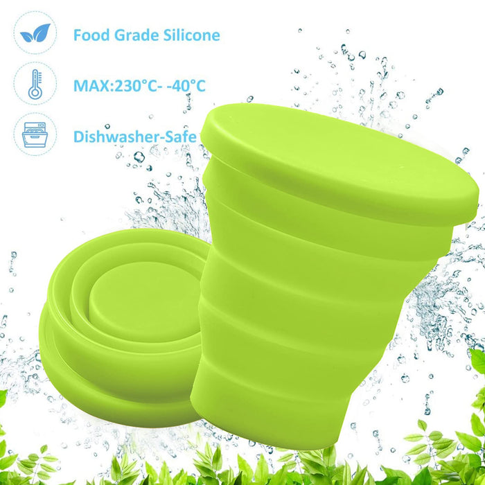 Round Silicone Foldable Glass / Cup, Foldable Travel Mug With Lid (1 Pc)