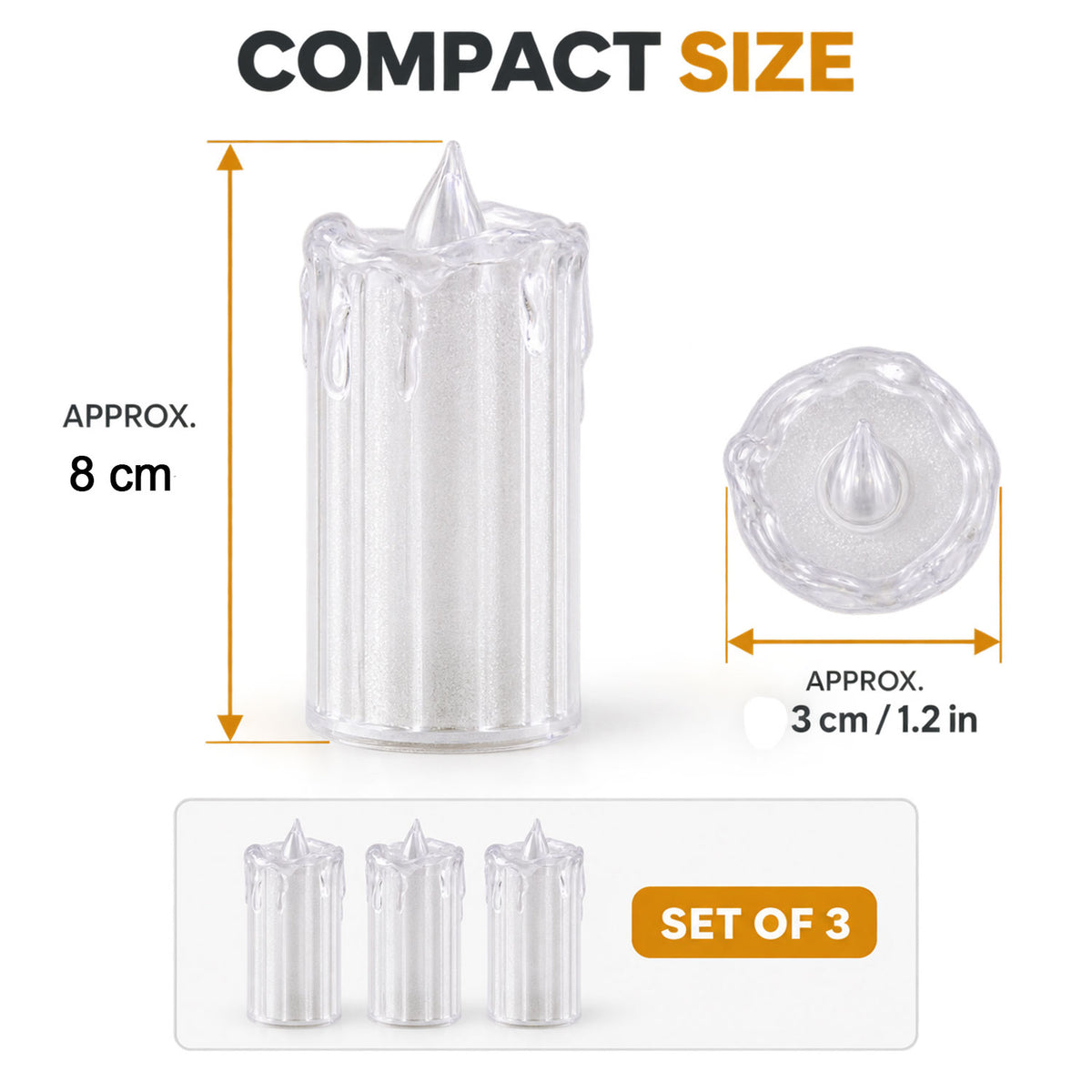 Decorative Flameless LED Candles with Warm Glow for Home and Events (3 Pc Set)
