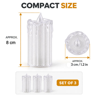 Decorative Flameless LED Candles with Warm Glow for Home and Events (3 Pc Set)