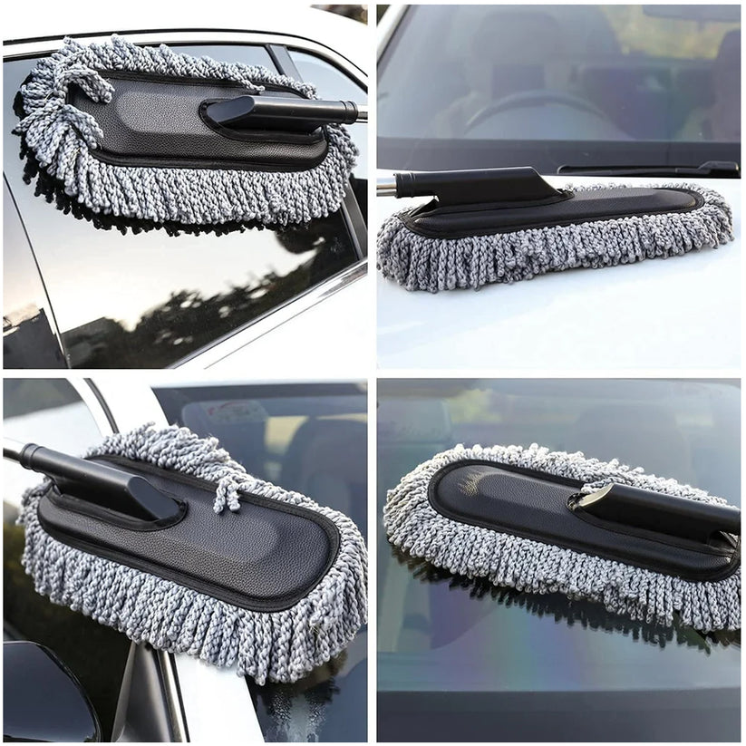 Car Duster with Long Retractable Handle & Soft Microfiber Bristles