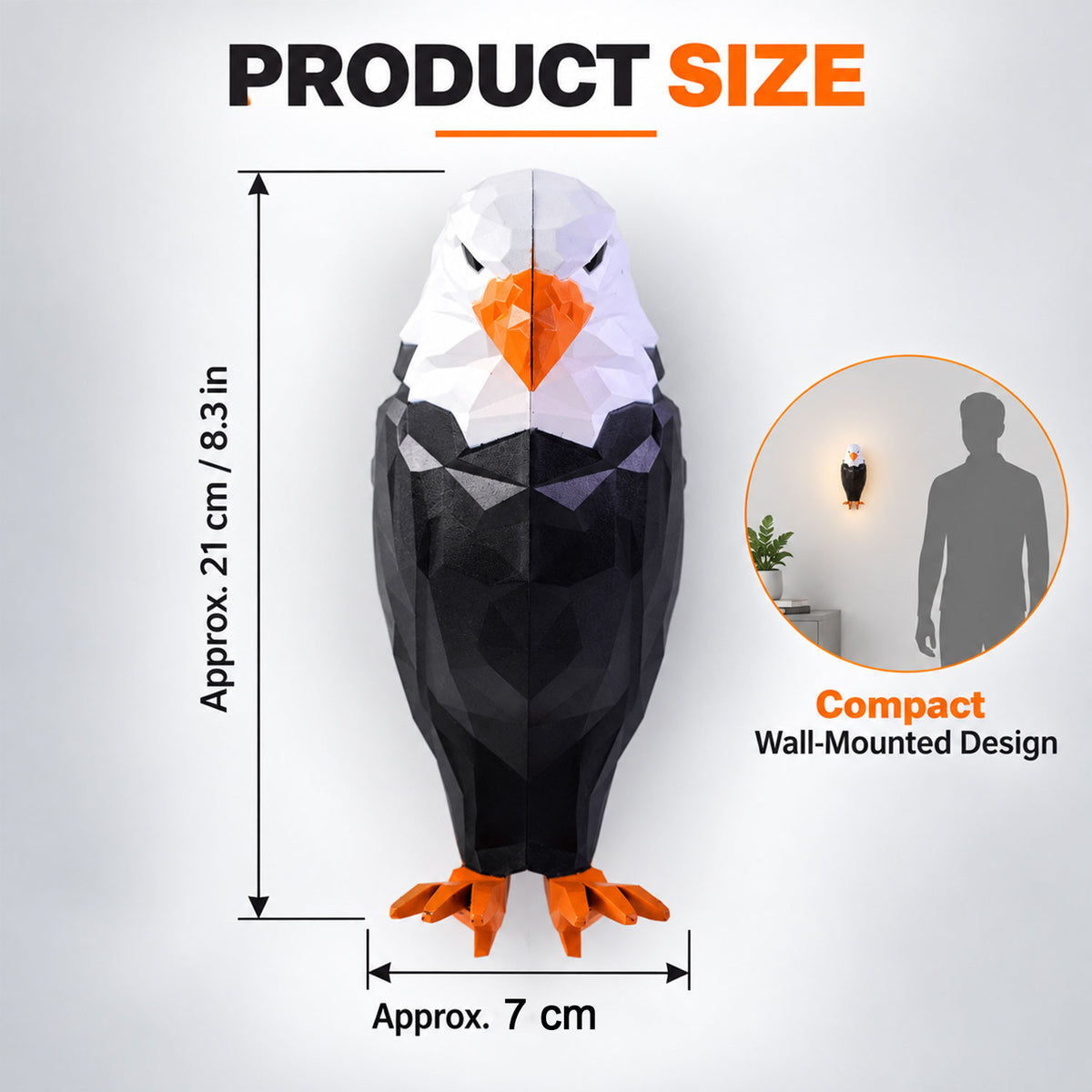 Eagle Shaped LED Ambient Wall Light with Remote and Magnetic Holder (1 Pc Set)