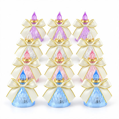 Flameless LED Candle Lights with Bow for Festive Table Decoration (12 Pc Set)