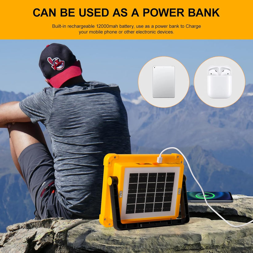 Solar LED Flood Light with Power Bank - High Brightness & Portable