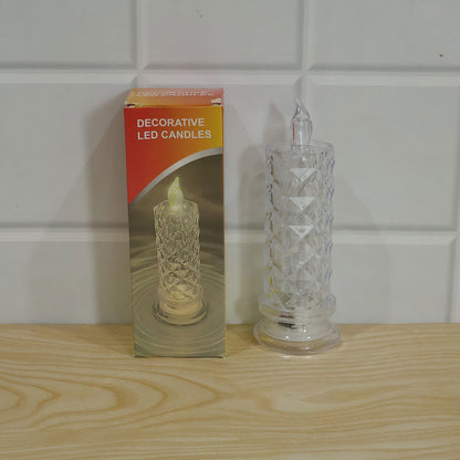 Close-up detail of the LED Crystal Candle Light's base and textured surface.