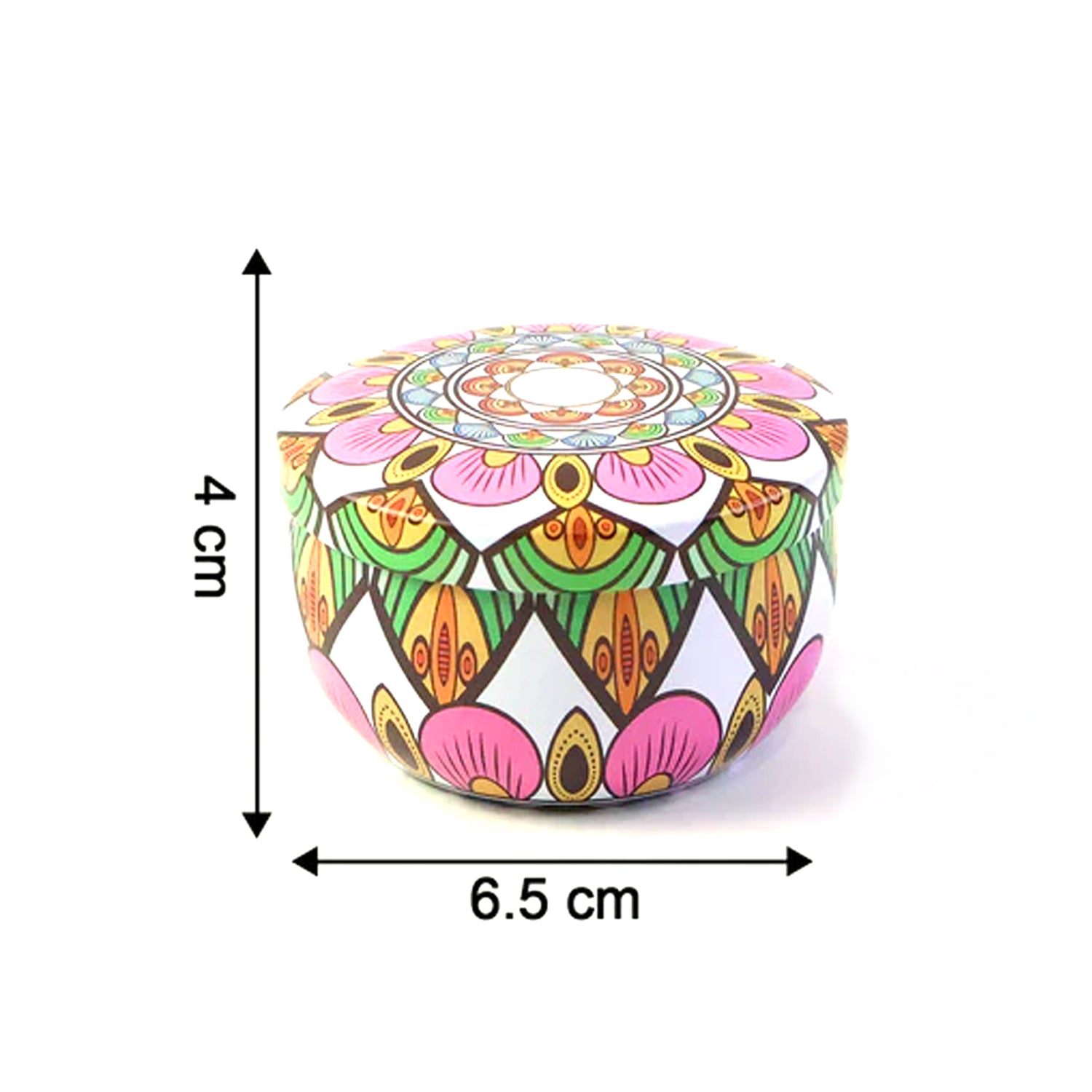 Premium Decorative Mandala Printed Metal Candle Container (4 Pc)