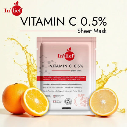 In'lief Hydrating & Brightening Sheet Face Mask  (1 Pc, Assorted)